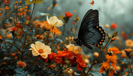 Wild flowers of clover and butterfly in a meadow in nature in the rays of sunlight in summer in the spring close-up. A picturesque colorful artistic image with a soft focus Springの素材