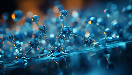 Science background with molecule or atom. molecule set, jojoba nano 3D cell, collagen bio abstract medical icon. Beauty science skin care molecular concept, natural bubble kit. colorful molecule atom illustration Copy spaceの素材