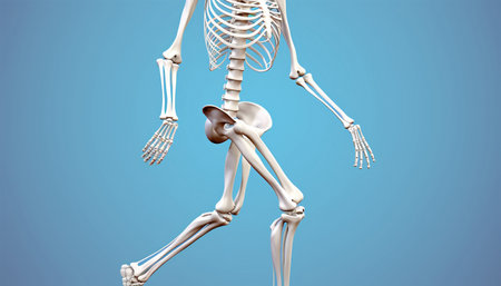 Human skeleton anatomy cardiovascular system with skeleton, rear and front views. On blue background. X-ray 3d human model copy space treatment and healthcare concept space for textの素材