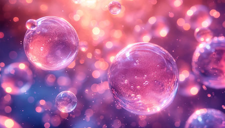Cosmetic serum cells colorful. Collagen and vitamin drop skin cell. concept cosmetics solution. serum through the skin layer and reduce up saggy skin of the skin cell. 3d rendering. background Copy spaceの素材