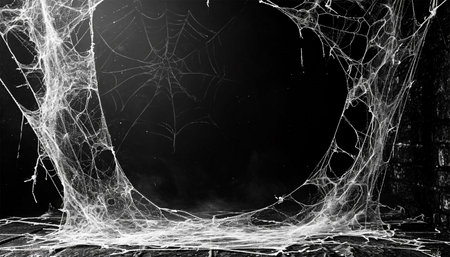 Spider web on black background. Scary spooky Cobweb. Isolated on black transparent background. Spiderweb for halloween, spooky, scary, horror decor Abstract horror background design mp4の素材