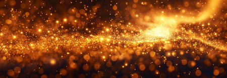 Gold sparkling glitter lights bokeh background. Abstract glitter lights background. defocused copy space. Festove, celebrationn design Space for textの素材