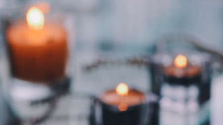 Beautiful holiday candle lights, romantic home decorationの写真素材