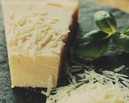 dairy and rustic farm food styled concept - shredded parmesan cheese