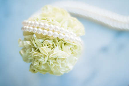 bridal bouquet with pearls - wedding, holiday and floral garden styled concept