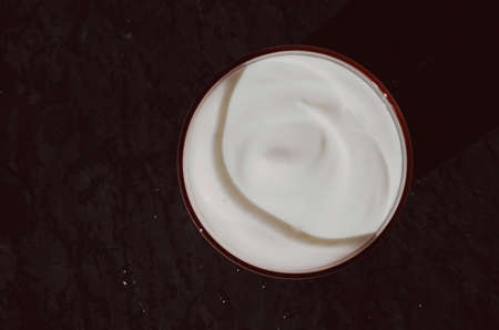 dairy and rustic farm food styled concept - fresh creamy white yogurt, elegant visuals