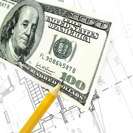 architectural drawing plan of house project - architecture, engineering and real estate styled concept, elegant visualsの写真素材