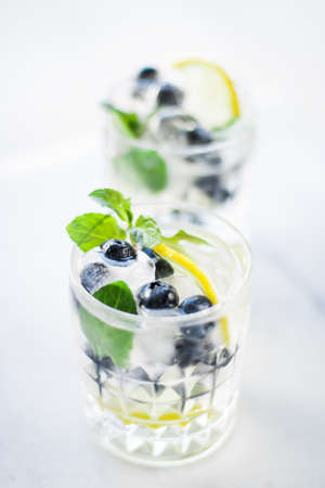 drinks, cocktails and celebration styled concept - summer cocktails for guests, home party, elegant visualsの写真素材