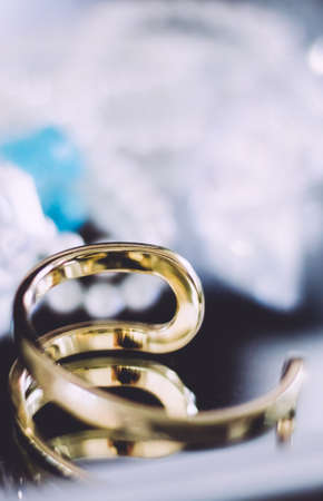 jewelry and luxury gift for her styled concept - gold, diamond and pearl jewellery beautiful set, elegant visualsの写真素材