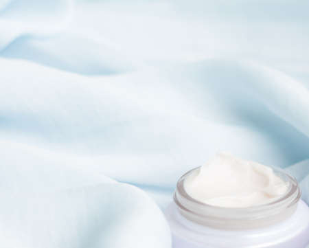 luxury face cream on soft silk - anti-aging, cosmetic and beauty styled concept, elegant visualsの写真素材