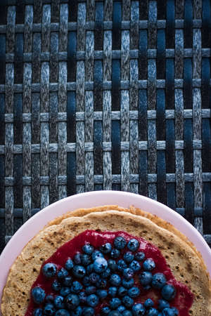 pastry dessert with blueberries - rustic cuisine recipes styled concept
