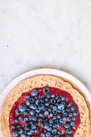 pastry dessert with blueberries - rustic cuisine recipes styled concept