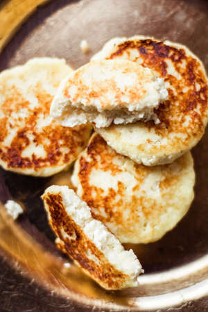 Lactose free, low carb cottage cheese pancakes, cookbook recipe - healthy nutrition, rustic and...