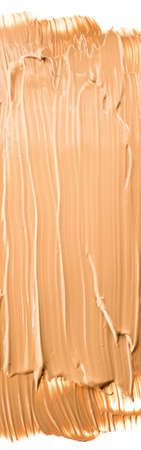 Make-up base foundation brush strokes, flatlay - cosmetic products, beauty texture background...