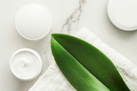 Anti-age cream products on marble, flatlay - skincare and body care, luxury spa and clean cosmetic concept. Beauty of an organic spa experienceの写真素材