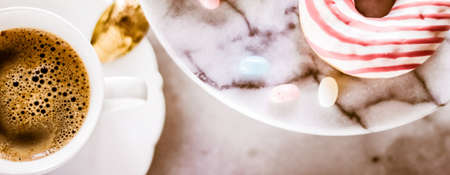 Vintage cup of flavored espresso, flatlay - perfect breakfast and feminine styled concept. I love my...