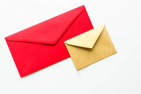 Communication, newsletter and business concept - Envelopes on marble background, messageの写真素材
