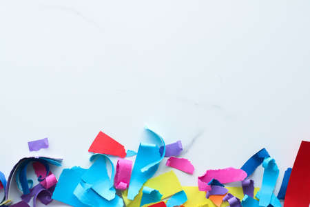 Holiday decor, creative design and party concept - Paper confetti on marble, flatlay background