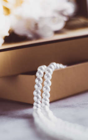 Valentine's day ideas, luxury shopping and holiday inspiration concept - Pearl jewellery in a...
