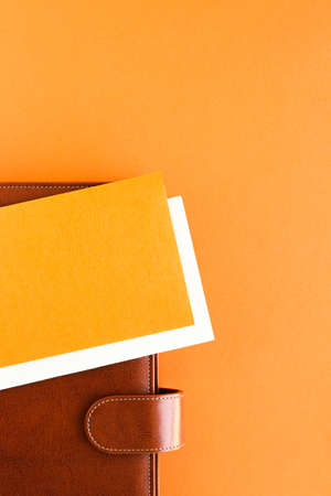 Modern workspace, productivity and corporate lifestyle concept - Luxury business brown brief-case on...