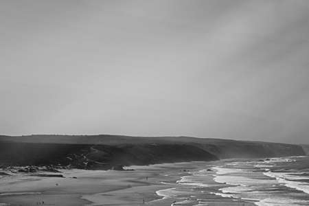 Coastal art print, monochrome and seascape concept - Atlantic ocean coast scenery, fine artの写真素材