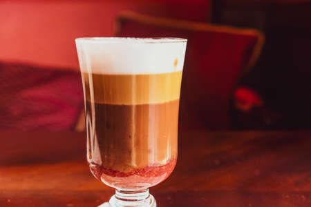 Breakfast, food and drinks and service concept - Latte in a restaurant, at a coffee breakの写真素材