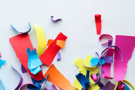 Holiday decor, creative design and party concept - Paper confetti on marble, flatlay backgroundの写真素材