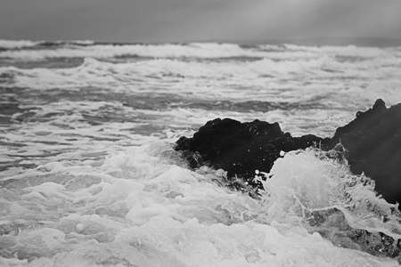 Coastal art print, monochrome and seascape concept - Atlantic ocean coast scenery, fine artの写真素材