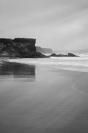 Coastal art print, monochrome and seascape concept - Atlantic ocean coast scenery, fine art