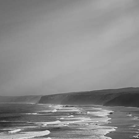 Coastal art print, monochrome and seascape concept - Atlantic ocean coast scenery, fine artの写真素材