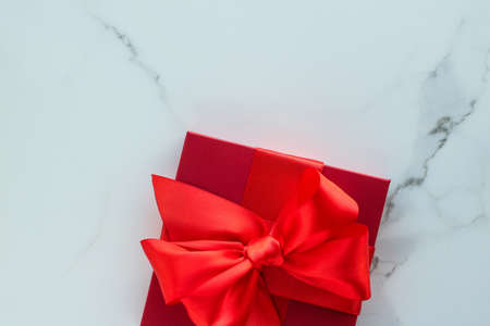 Romantic celebration, lifestyle and birthday present concept - Luxury red holiday gifts on marbleの写真素材