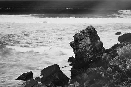 Coastal art print, monochrome and seascape concept - Atlantic ocean coast scenery, fine artの写真素材