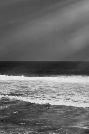 Coastal art print, monochrome and seascape concept - Atlantic ocean coast scenery, fine art