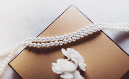 Valentine's day ideas, luxury shopping and holiday inspiration concept - Pearl jewellery in a...