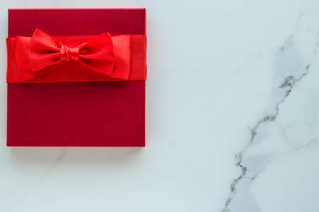 Romantic celebration, lifestyle and birthday present concept - Luxury red holiday gifts on marbleの写真素材