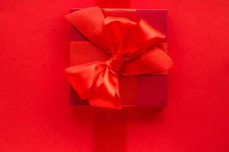 Romantic celebration, lifestyle and birthday present concept - Luxury holiday gifts on redの写真素材