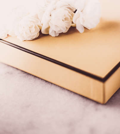 Mother's day ideas, happy giving and holiday inspiration concept - Vintage gift box and rosesの写真素材