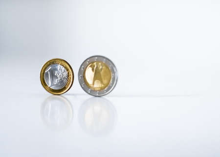Banking, money and finance concept - Euro coins, European Union currencyの写真素材