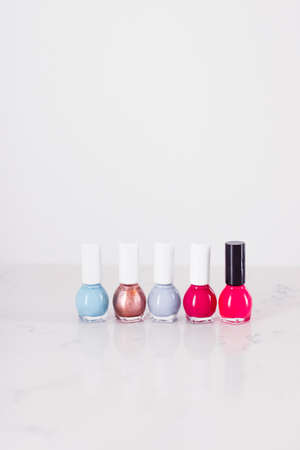 Beauty, make-up and cosmetics concept - Nail polish bottles, manicure and pedicure collectionの写真素材