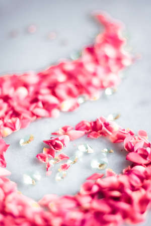Art of flowers, wedding invitation and nature beauty concept - Rose petals on marble stone, floral backgroundの写真素材