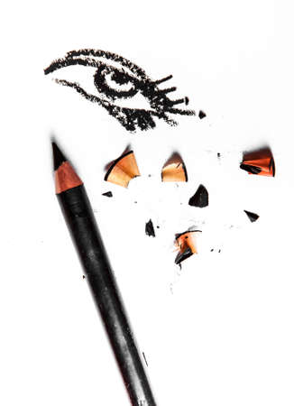 Beauty texture, cosmetic product and art of make-up concept - Black eye pencil stroke close-up isolated on white backgroundの写真素材