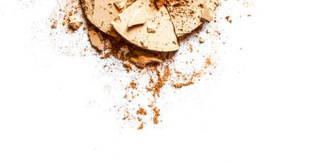 Beauty texture, cosmetic product and art of make-up concept - Crushed eyeshadows and powder isolated...