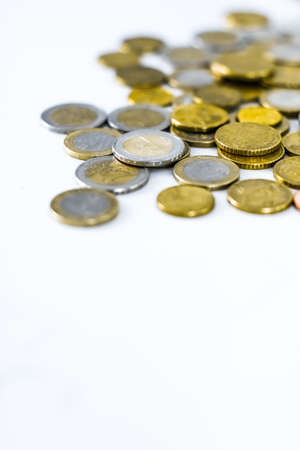Banking, money and finance concept - Euro coins, European Union currencyの写真素材