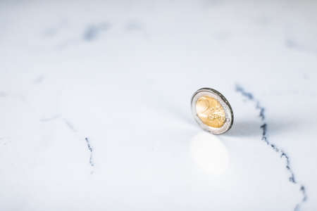 Banking, money and finance concept - Euro coins, European Union currencyの写真素材