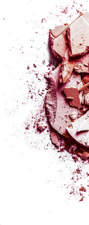 Beauty texture, cosmetic product and art of make-up concept - Crushed eyeshadows and powder isolated...