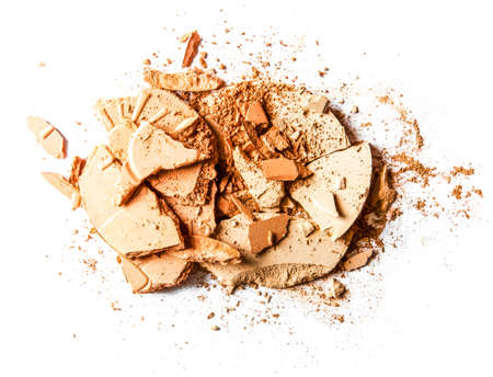 Beauty texture, cosmetic product and art of make-up concept - Crushed eyeshadows and powder isolated on white backgroundの写真素材