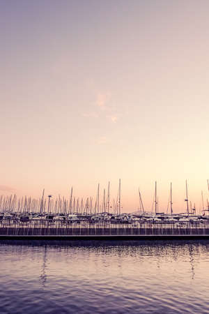 Nature, aerial seascape view and vintage beach holiday concept - Mediterranean sea coast and islands in summer, yacht cruise travel experienceの写真素材