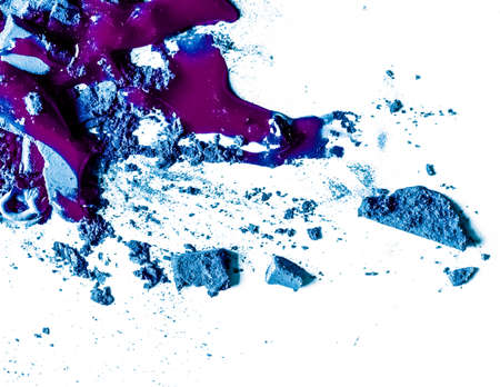 Beauty texture, cosmetic product and art of make-up concept - Crushed eyeshadows, lipstick and powder isolated on white backgroundの写真素材