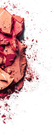 Beauty texture, cosmetic product and art of make-up concept - Crushed eyeshadows and powder isolated on white backgroundの写真素材
