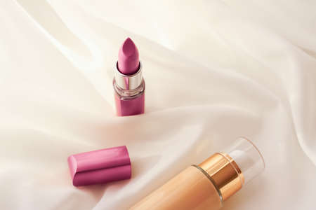 Cosmetic branding, glamour and skincare concept - Beige tonal cream bottle make-up fluid foundation...